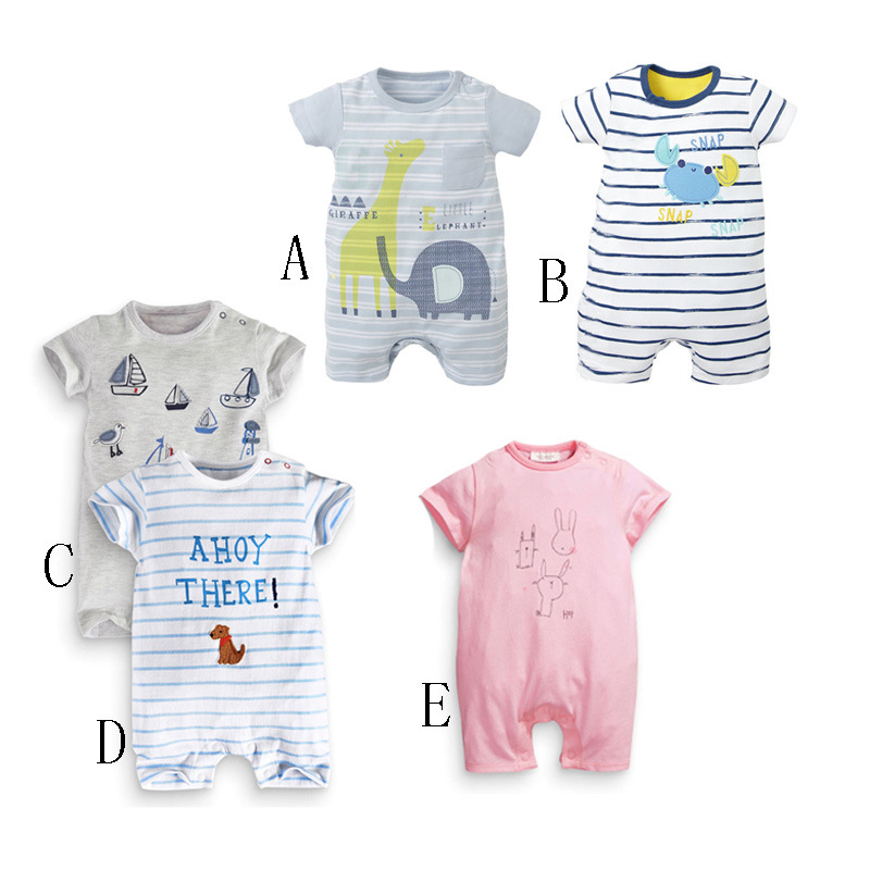 Western Style Child Short Sleeve Cotton Romper Climb Clothes Jumpsuit Stripe Trend Clothing