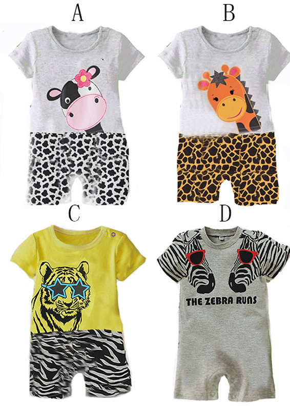 Baby Short Sleeve Leopard Printing Climb Clothes Romper Siamese Clothing Western Style Clothing