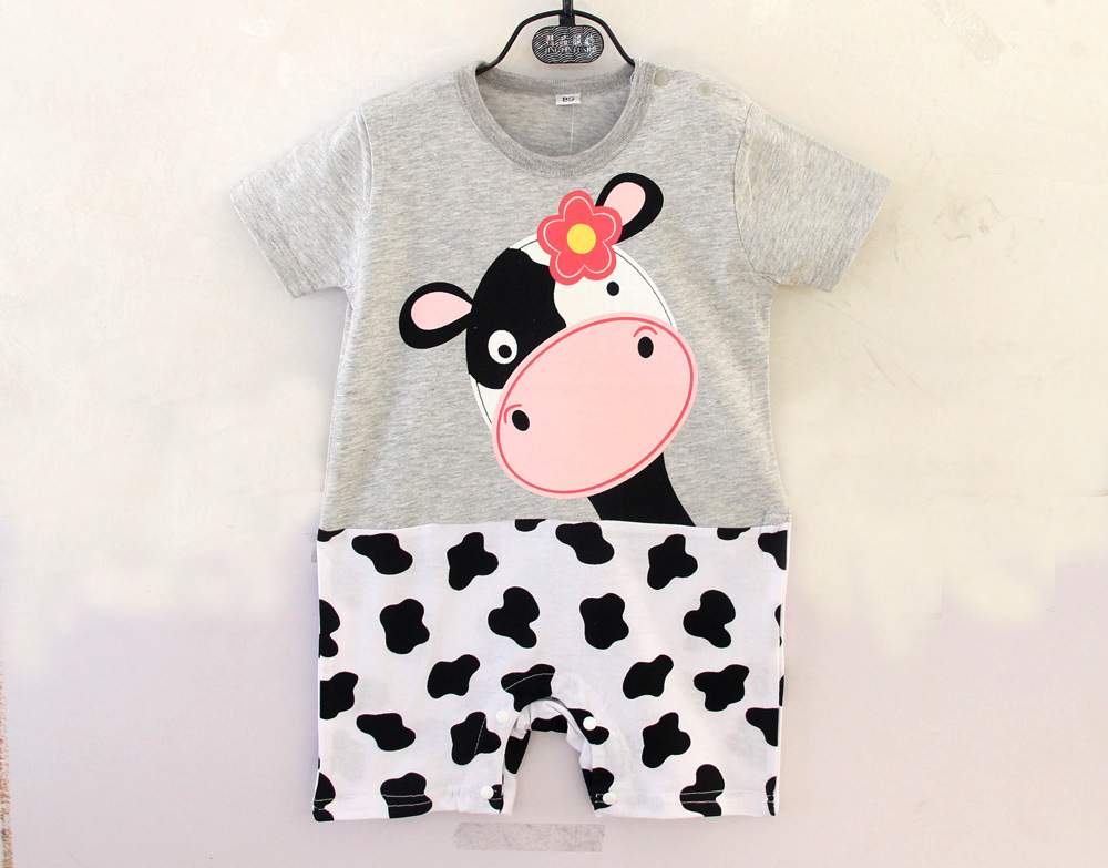 Baby Short Sleeve Leopard Printing Climb Clothes Romper Siamese Clothing Western Style Clothing
