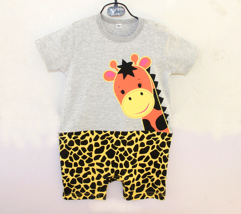 Baby Short Sleeve Leopard Printing Climb Clothes Romper Siamese Clothing Western Style Clothing