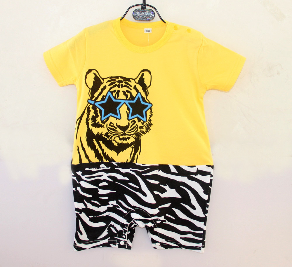Baby Short Sleeve Leopard Printing Climb Clothes Romper Siamese Clothing Western Style Clothing