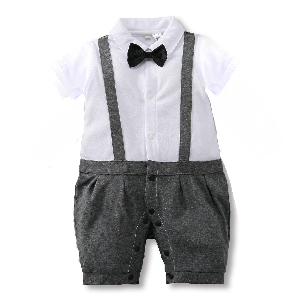 Boy Fashion Short Sleeve Gentleman Strap Romper Personality Jumpsuit