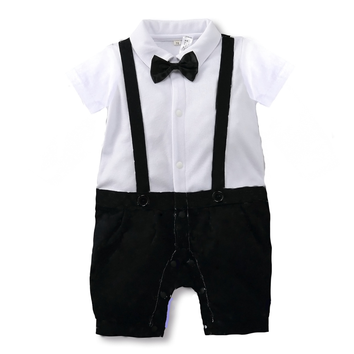 Boy Fashion Short Sleeve Gentleman Strap Romper Personality Jumpsuit