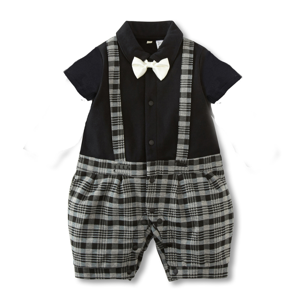 Boy Fashion Short Sleeve Gentleman Strap Romper Personality Jumpsuit