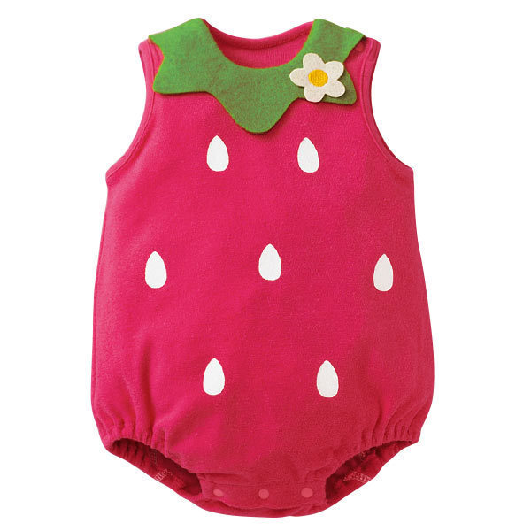 Western Style Sleeveless Baby Fruit Triangle Romper Jumpsuit Thin Section Cotton Baby Clothing