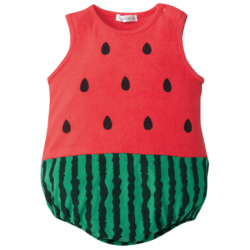 Western Style Sleeveless Baby Fruit Triangle Romper Jumpsuit Thin Section Cotton Baby Clothing