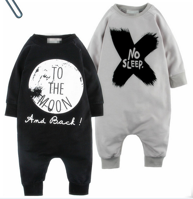 Boy Baby Printing Letter Long Sleeves Clothes Jumpsuit Long Section Cotton Clothing