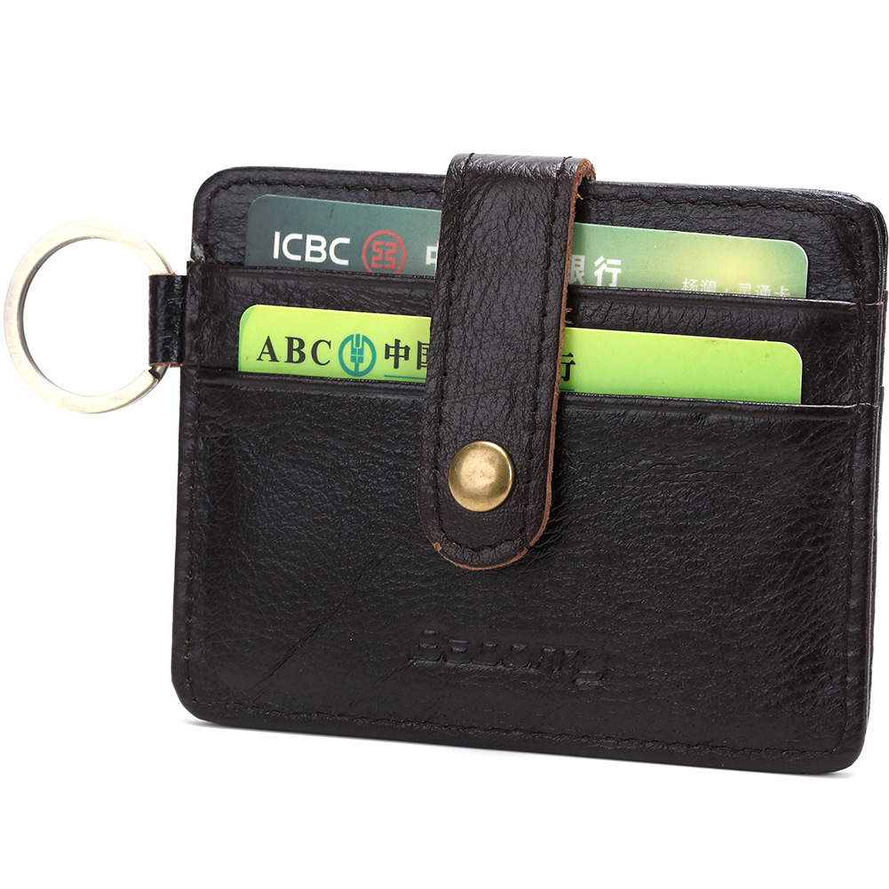 Men Fashion Personality Cowhide Wallet Student Trend Genuine Leather Small Card Package