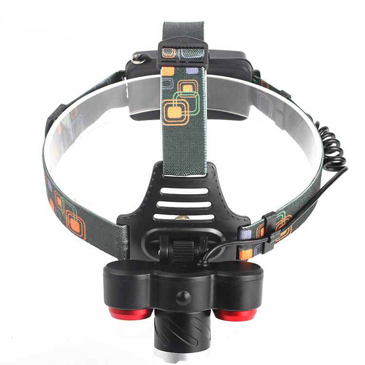 Outdoor Glare Hunt Fishing At Night Zoom Headlamp Led illumination 3 Heads Charge Headlamp