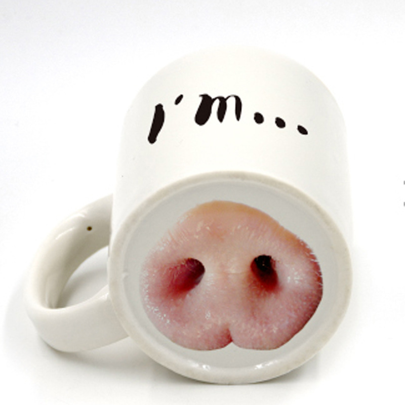 Creative Spoof Funny Pig Nose Dog Nose Cup Ceramics Mug Drinking Glass Coffee Cup