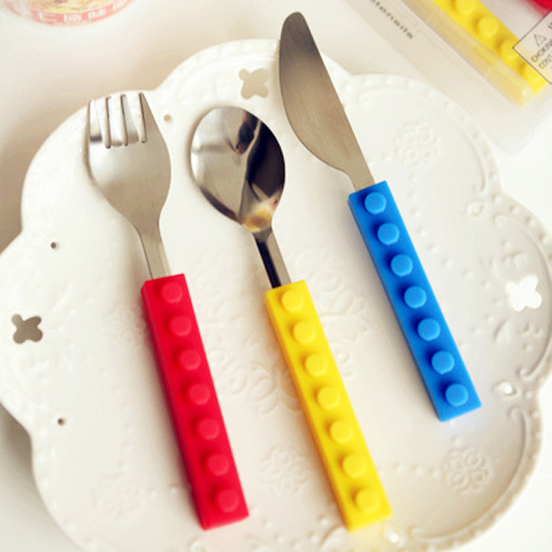 Building Blocks Tableware Stainless Steel Material Three-piece Suit Fork Spoon Tableware