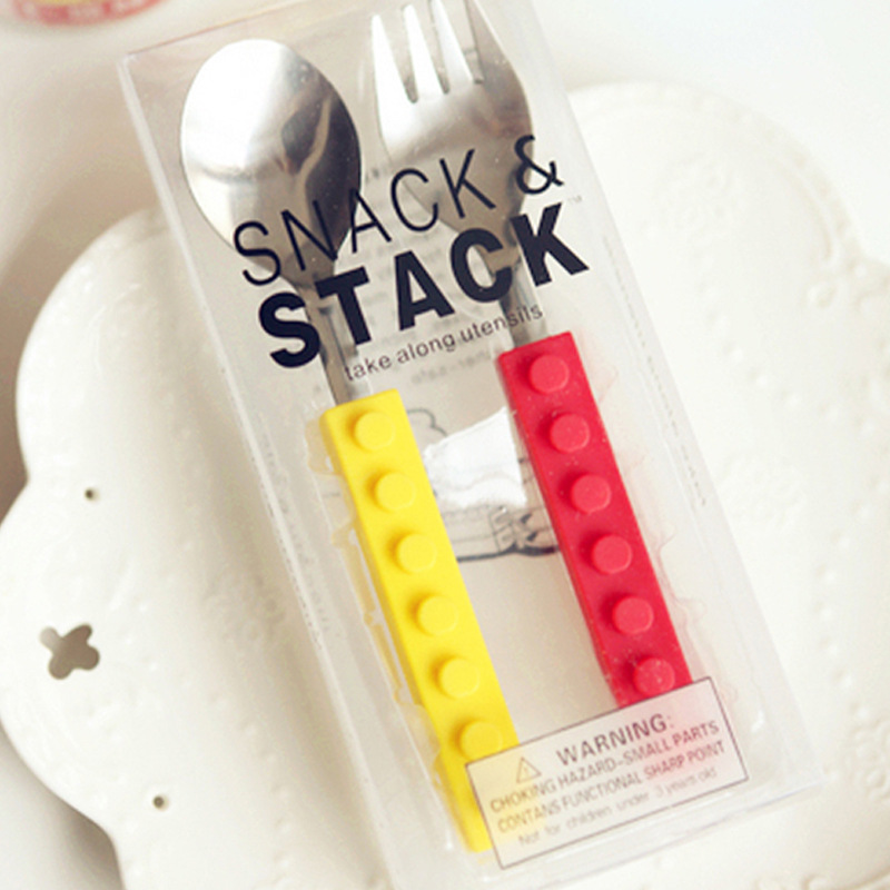 Building Blocks Tableware Stainless Steel Material Three-piece Suit Fork Spoon Tableware