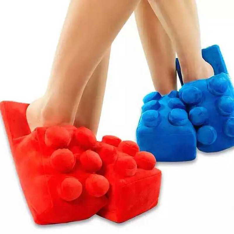 Building Brick Slippers Home Keep Warm flip flop lego Building Blocks Square flip flop