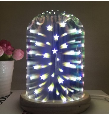 Solid Wood Star Fireworks Christmas Glass lamp Decoration Starry sky Magic lamp Night light