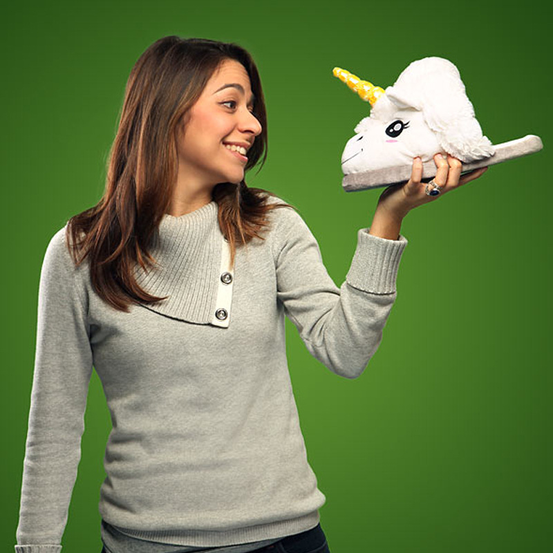 Unicorn Soft Home Cotton Slippers Keep Warm Plush flip flop Gold Antenna Horn Shoes