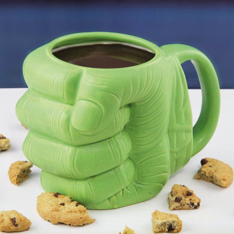 Marvel Green fist Ceramics Coffee Mug Bar Restaurant Cup Child Cartoon Drinking Glass   Kitchen Restaurant Supplies