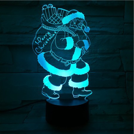 Santa Claus Colorful 3D Visual light Christmas Gift table lamp Touch Discoloration Night light
