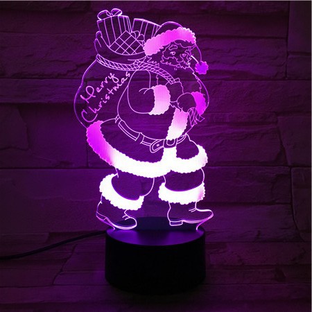 Santa Claus Colorful 3D Visual light Christmas Gift table lamp Touch Discoloration Night light