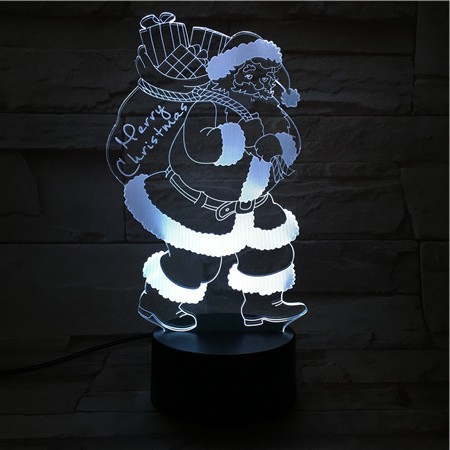 Santa Claus Colorful 3D Visual light Christmas Gift table lamp Touch Discoloration Night light