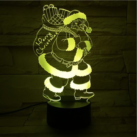 Santa Claus Colorful 3D Visual light Christmas Gift table lamp Touch Discoloration Night light