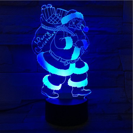 Santa Claus Colorful 3D Visual light Christmas Gift table lamp Touch Discoloration Night light