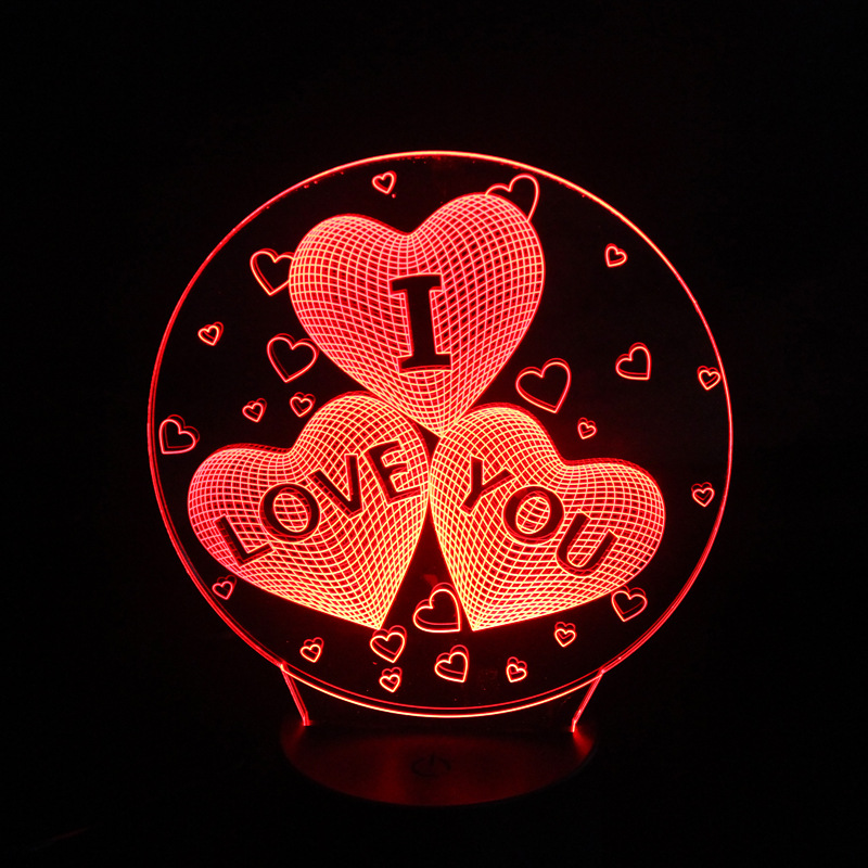 I Love You Colorful Valentine's Day gift Creative led 3D Visual Night light