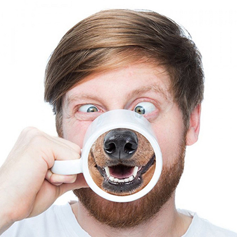 Spoof Funny Dog Nose Porcelain cup Spoof animal pet Mug Coffee Cup
