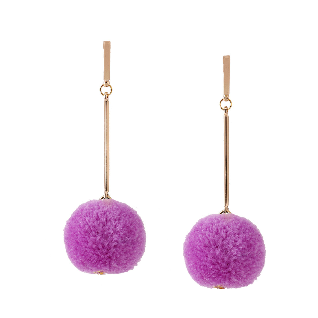Western Style Ms Temperament Wild Simple Long Section Hairball Earring