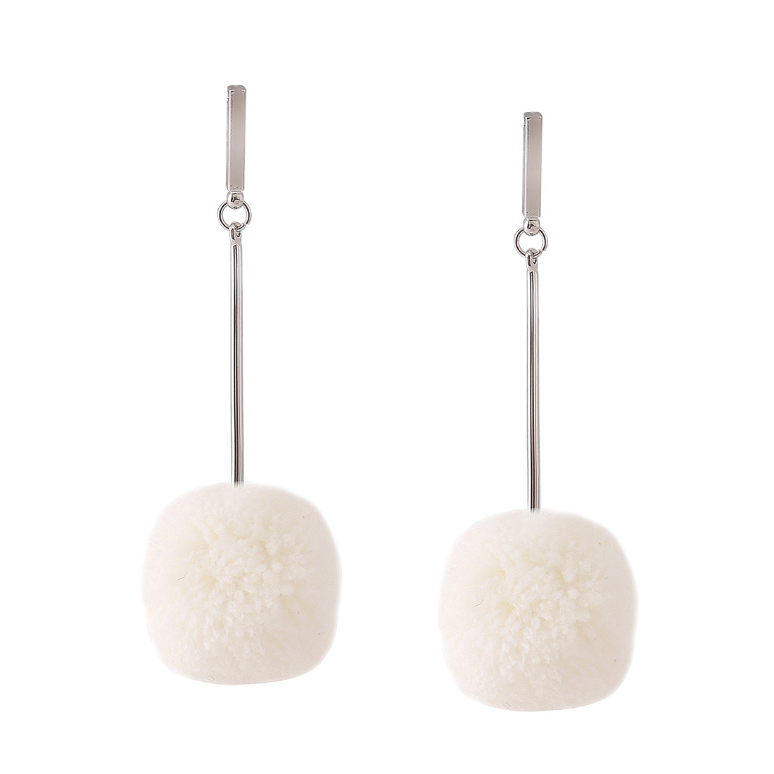 Western Style Ms Temperament Wild Simple Long Section Hairball Earring
