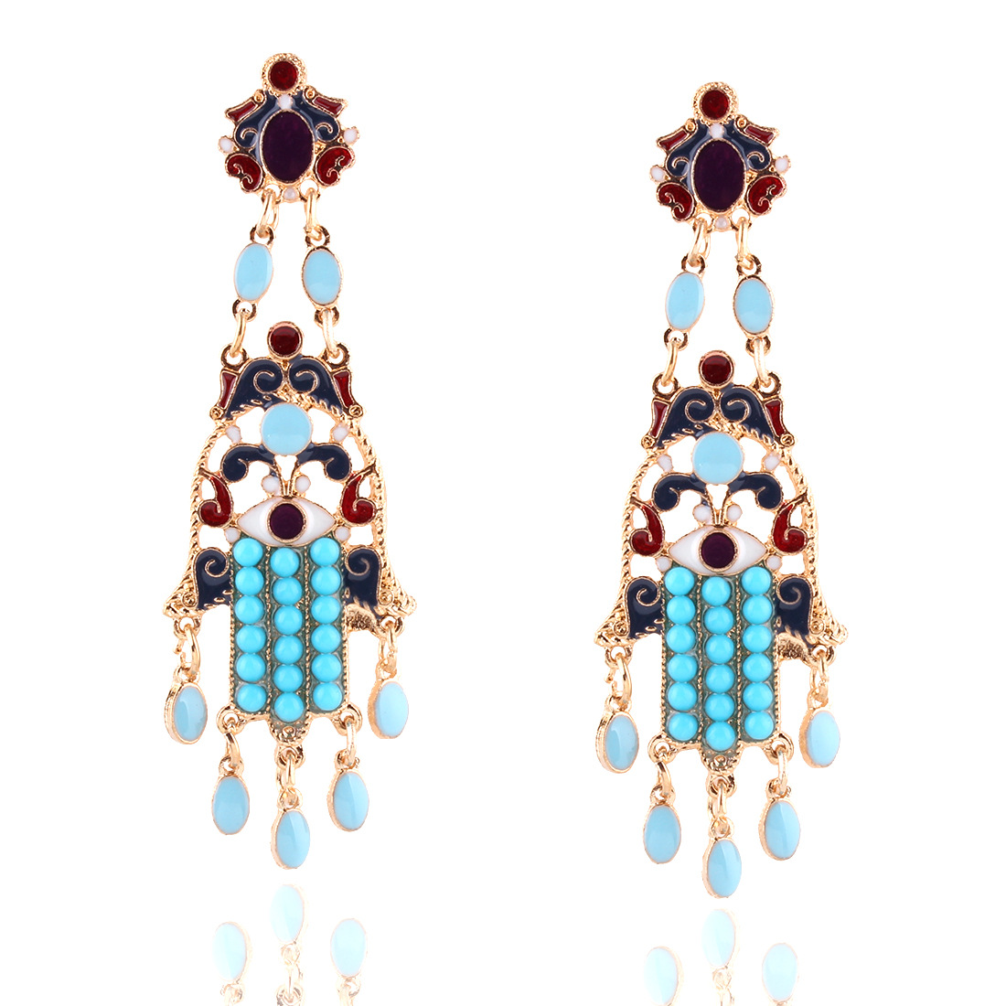 Western Style Ms Retro Earring Fashion High-end Resin Long Section Earring