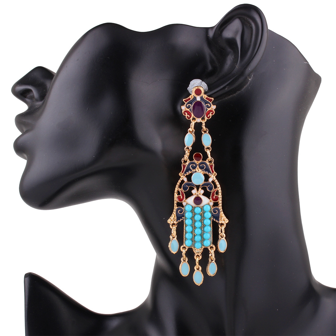 Western Style Ms Retro Earring Fashion High-end Resin Long Section Earring