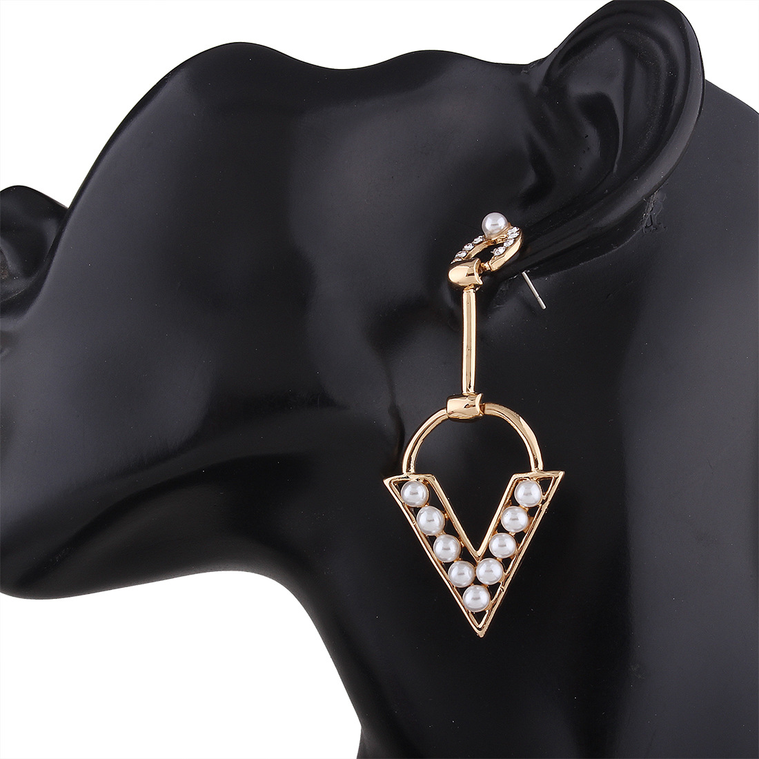 Western Style Classic V-shaped Earring Fashion Simple Geometry Imitation Pearls Fine Earring