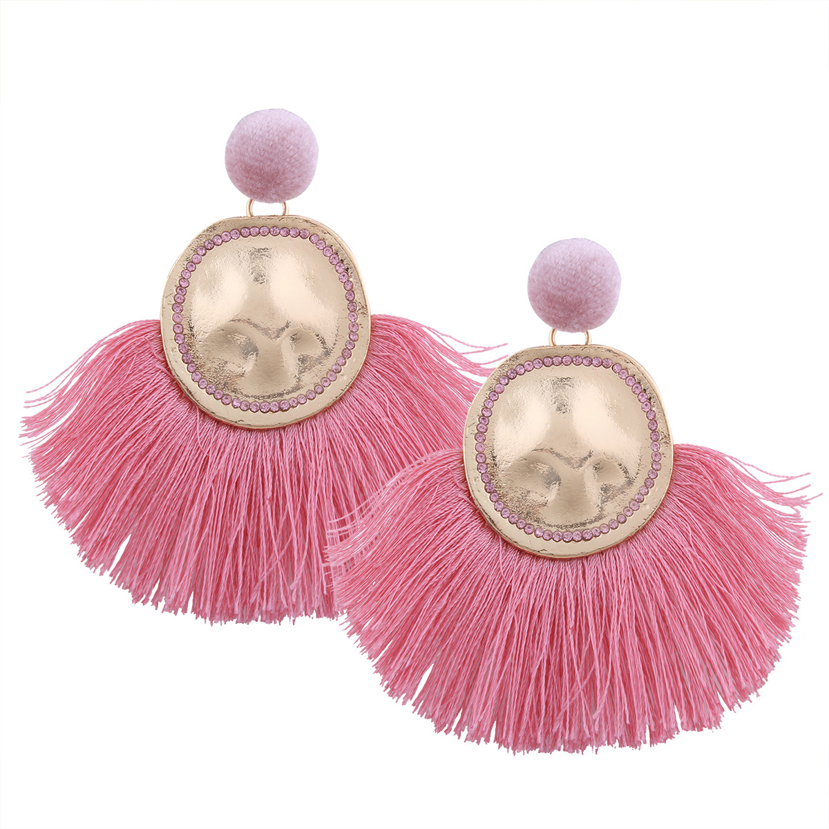 Western Style Trend Fashion Sector Tassel Earrings Creative Geometry Round Alloy Earring