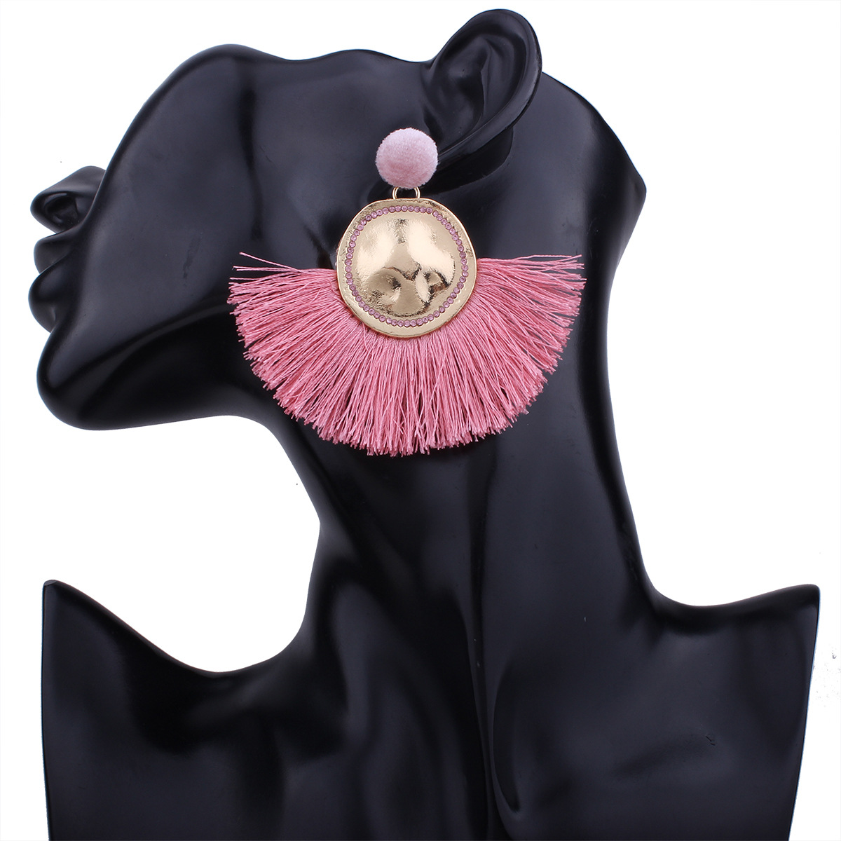 Western Style Trend Fashion Sector Tassel Earrings Creative Geometry Round Alloy Earring