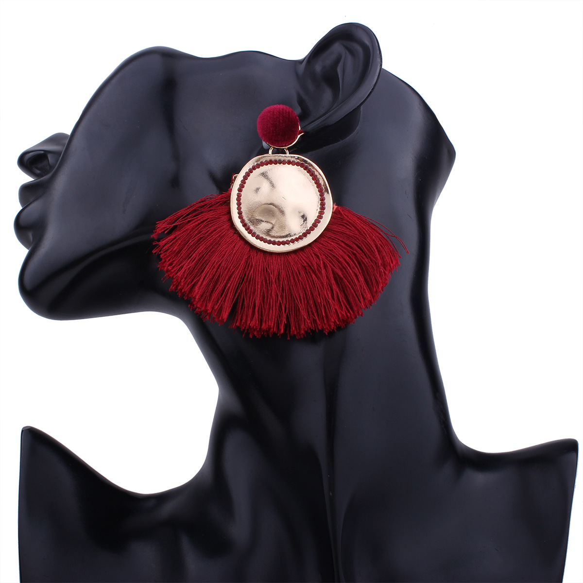 Western Style Trend Fashion Sector Tassel Earrings Creative Geometry Round Alloy Earring