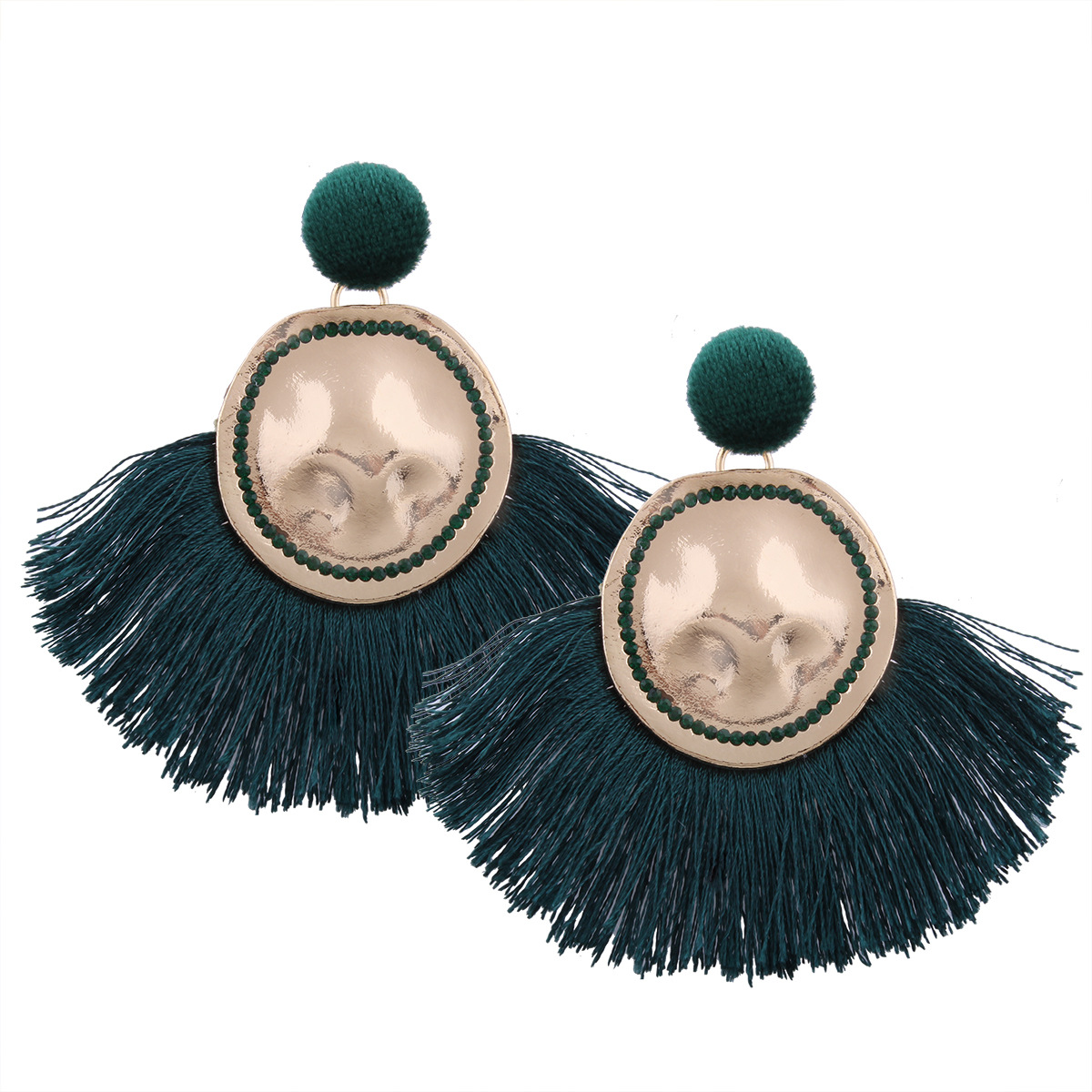 Western Style Trend Fashion Sector Tassel Earrings Creative Geometry Round Alloy Earring