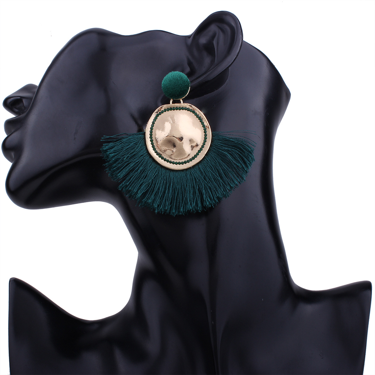 Western Style Trend Fashion Sector Tassel Earrings Creative Geometry Round Alloy Earring