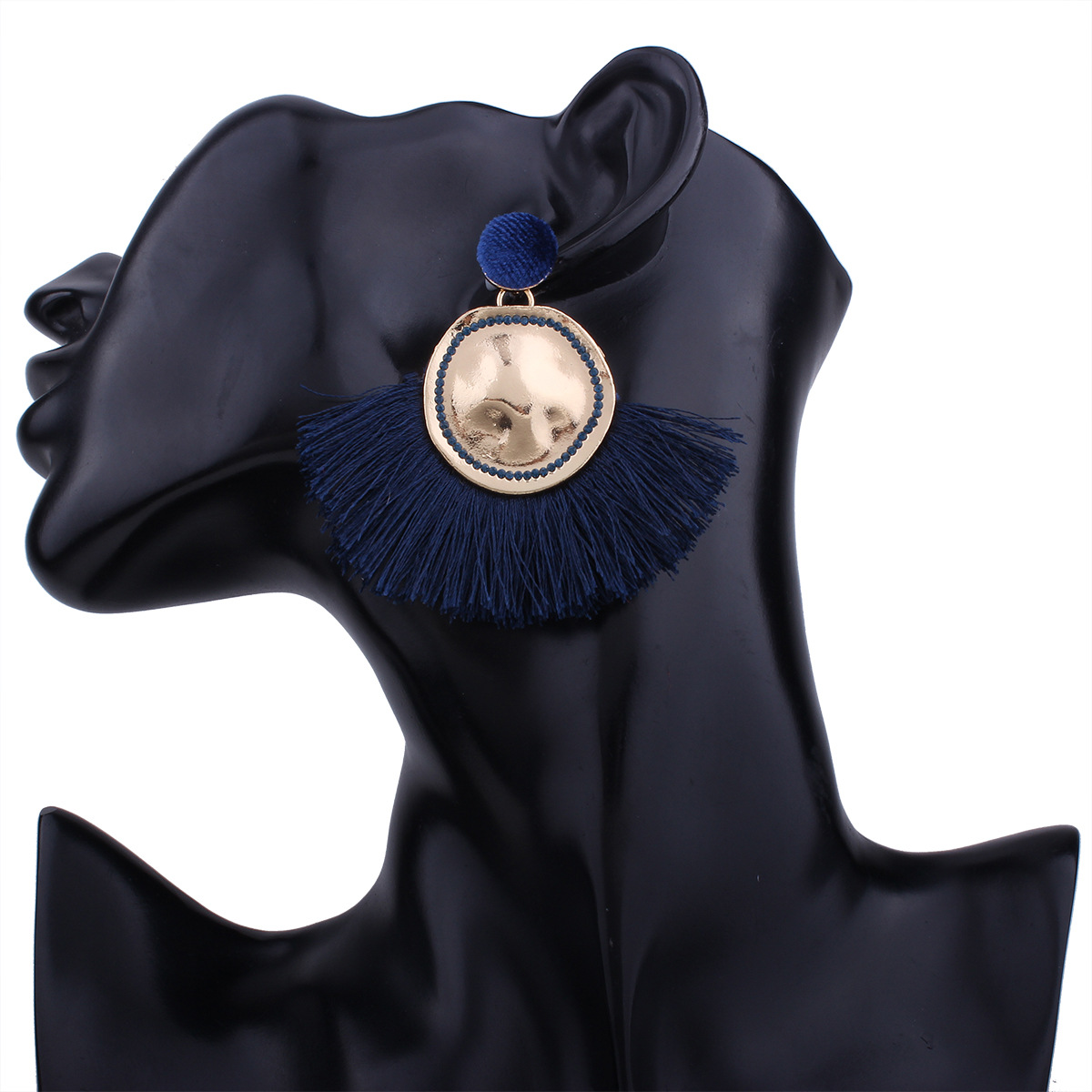 Western Style Trend Fashion Sector Tassel Earrings Creative Geometry Round Alloy Earring