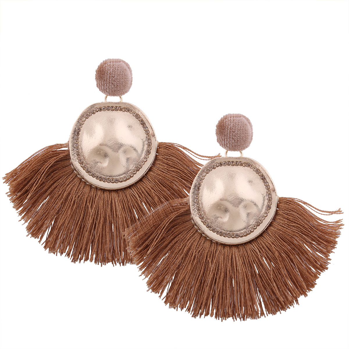 Western Style Trend Fashion Sector Tassel Earrings Creative Geometry Round Alloy Earring
