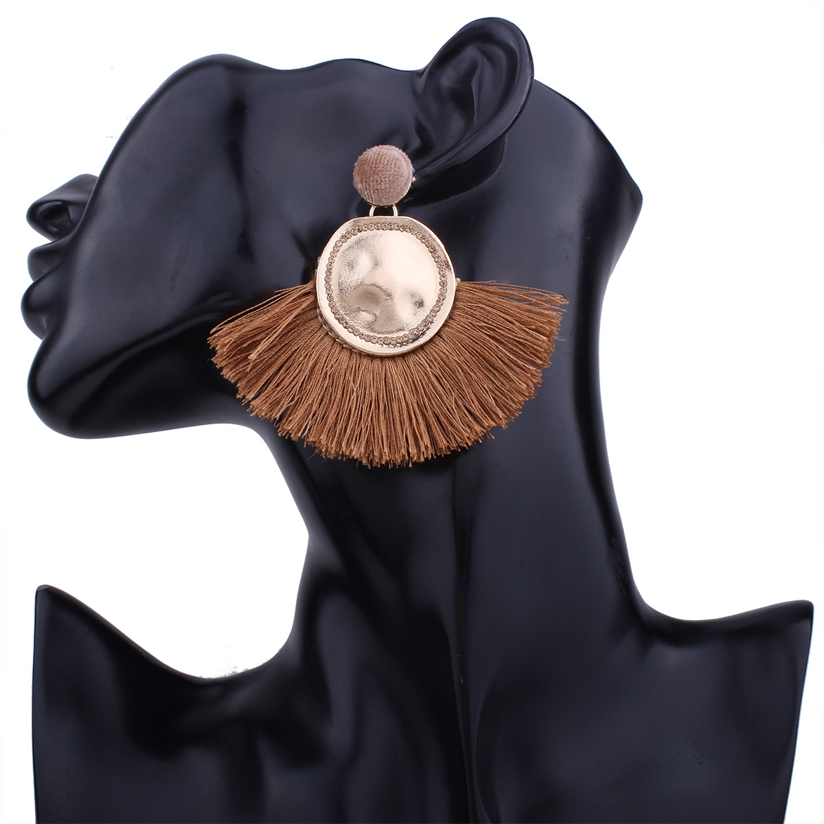 Western Style Trend Fashion Sector Tassel Earrings Creative Geometry Round Alloy Earring