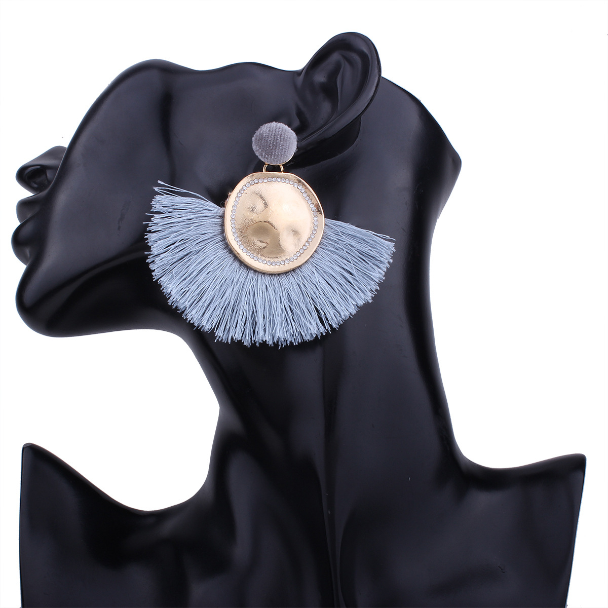 Western Style Trend Fashion Sector Tassel Earrings Creative Geometry Round Alloy Earring