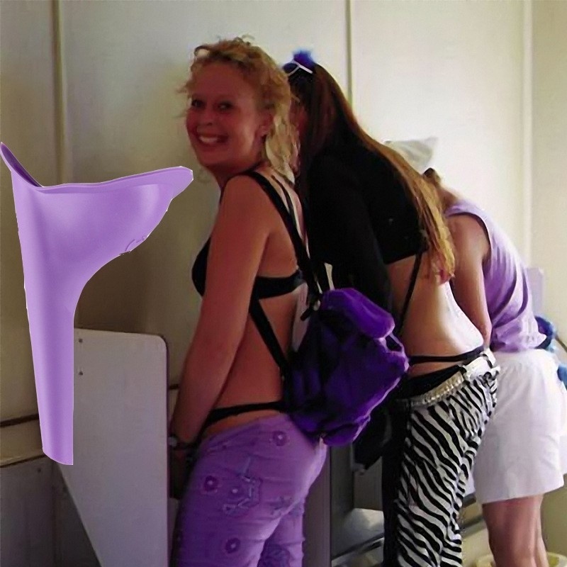 2set Piez Travel Female Urine Lady Urinal Funnel Soft Silicone Purple