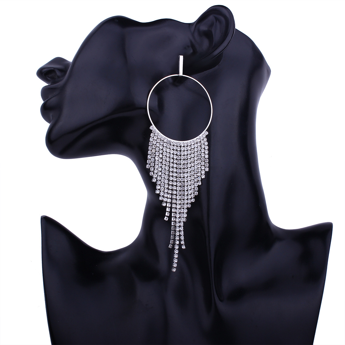 Western Style High End luxurious Diamond Earrings Personality Full Diamond Tassel Wild Earring