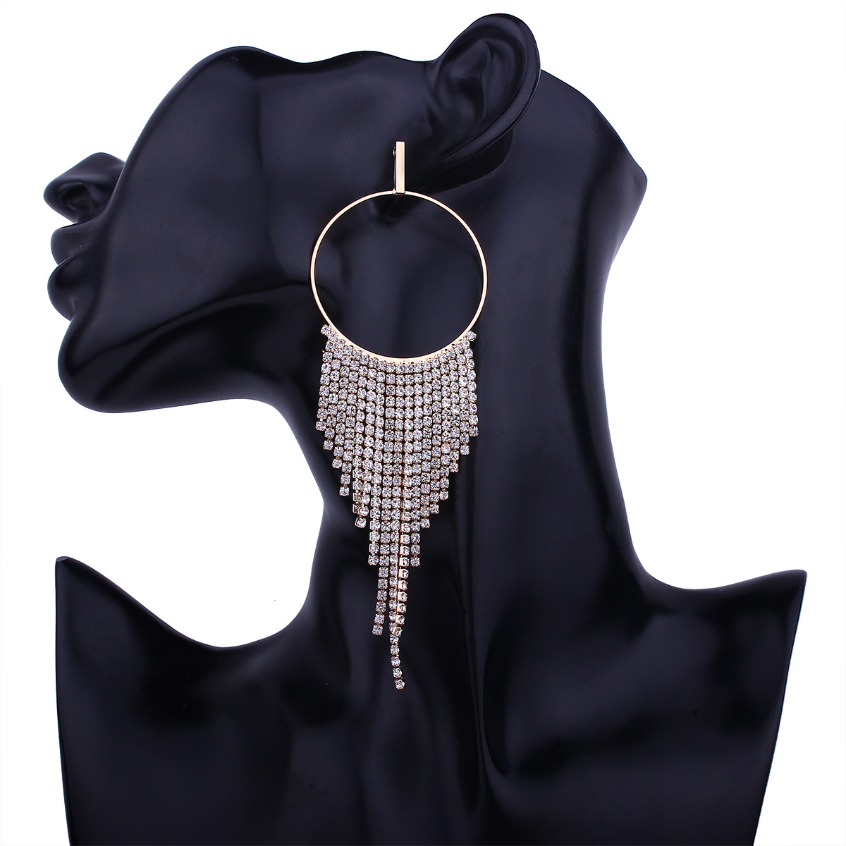 Western Style High End luxurious Diamond Earrings Personality Full Diamond Tassel Wild Earring