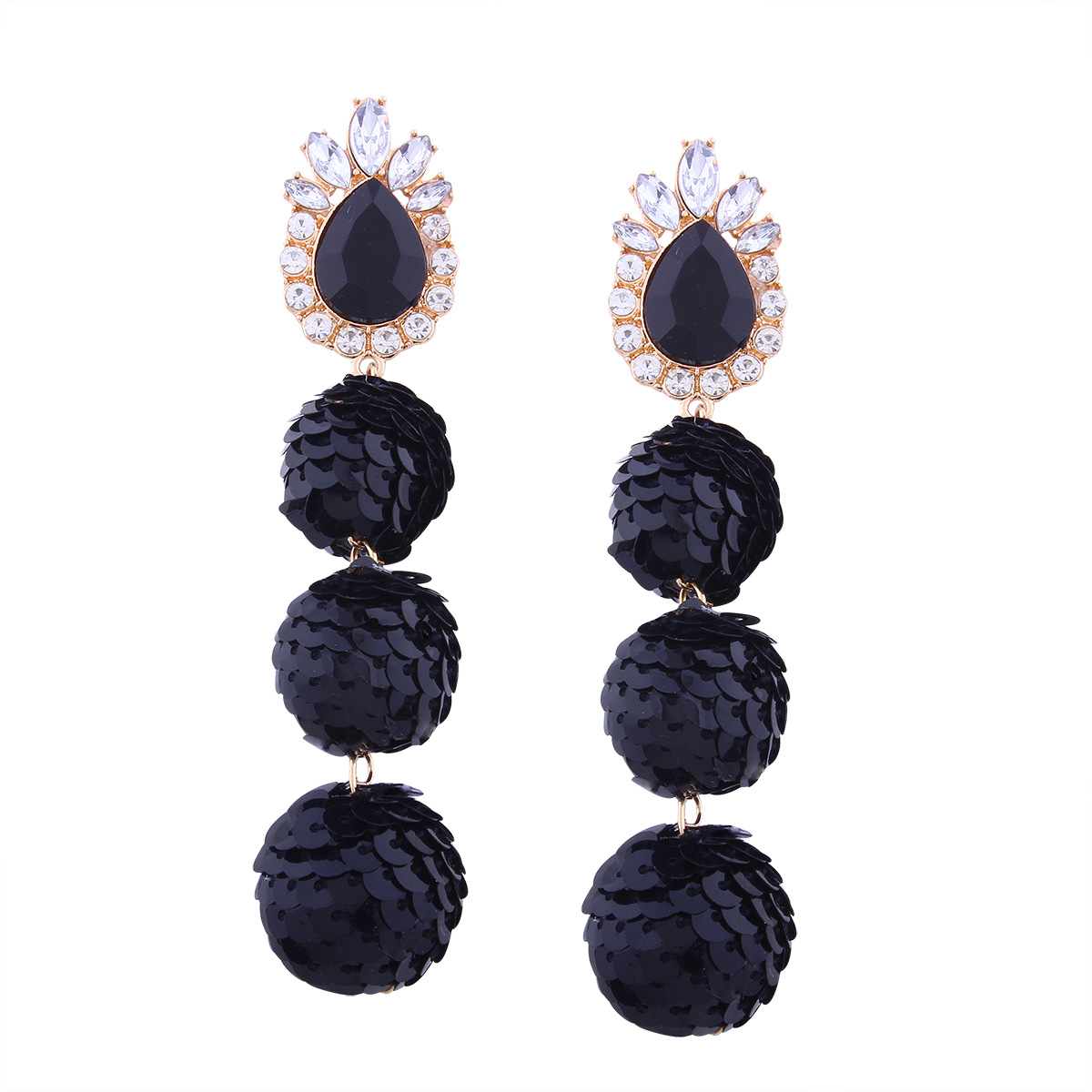 Western Style Ms Personality Temperament Wild Sequins Ball Diamond fine Earring