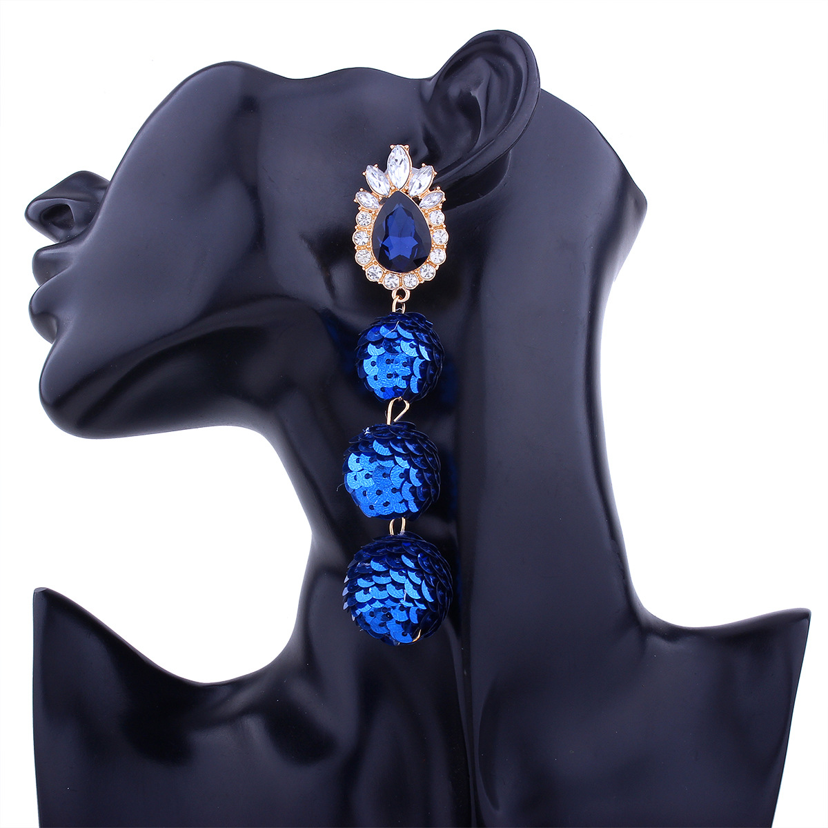 Western Style Ms Personality Temperament Wild Sequins Ball Diamond fine Earring
