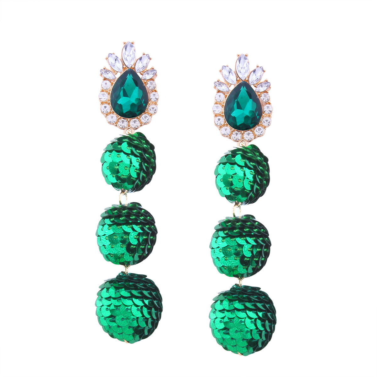 Western Style Ms Personality Temperament Wild Sequins Ball Diamond fine Earring