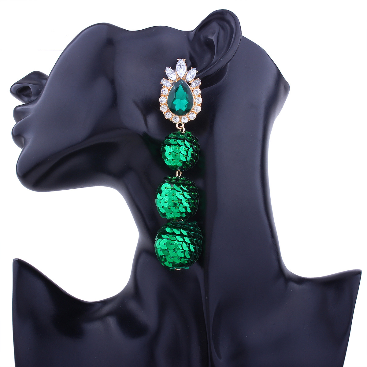 Western Style Ms Personality Temperament Wild Sequins Ball Diamond fine Earring