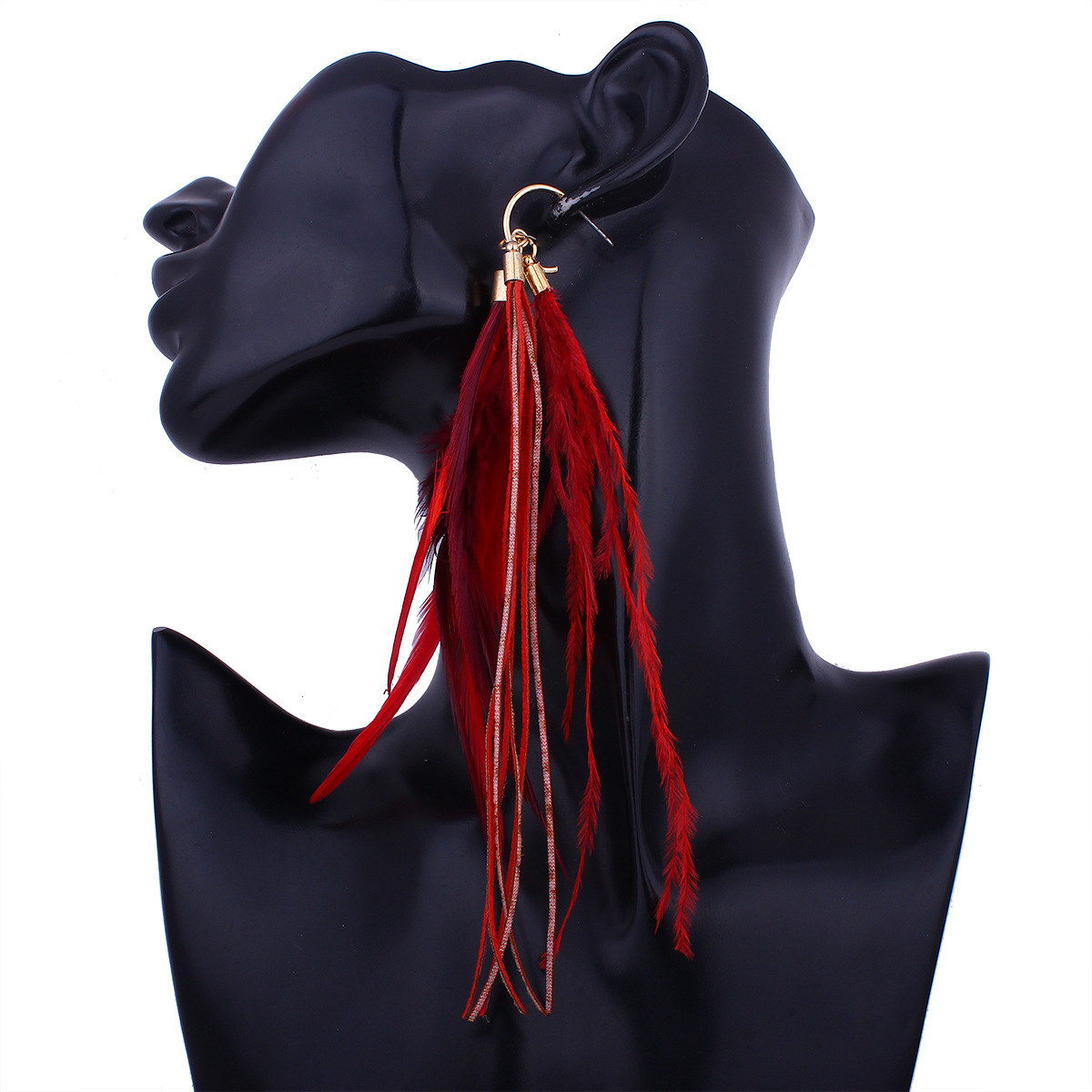 Ms folk-custom Feather Beautiful Earring Fashion Wild Long Section Temperament Earrings