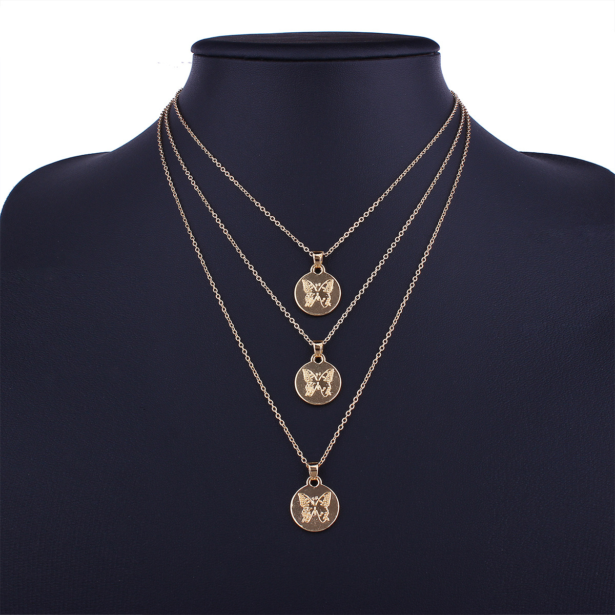 Western Style Ms Personality Wild Multi-layer Geometry Butterfly Temperament Necklace Earring